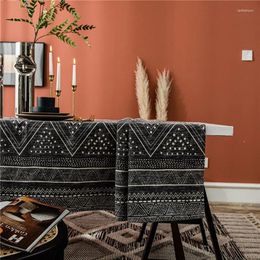 Table Cloth Black Grey Tablecloth Geometric Rectangular Cotton Linen Home Dining Room Decor Tea Cover