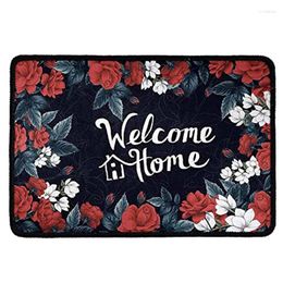 Carpets Indoor Doormat With Flannel Flowers Anti Slip Front Door Mat Absorbent Entryway Carpet Decorative Outdoor Rug Easy To Cl