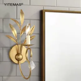 Wall Lamp Unique Gold Leaf For Bathroom Mirror Light Retro Sconce Vintage Lighting Bedroom Bedside Lamps