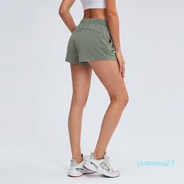 2024 LL LEMONS Womens Yoga Shorts Feminine Casual Outfit Cinchable Drawcord Running Short Pants Ladies Sportswear Solid Color Girls Exercis2310