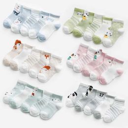 Kids Socks 5 pairs/batch of 0-2Y baby socks girls baby socks cotton mesh cute newborn boys and toddlers socks baby clothing accessories d240513