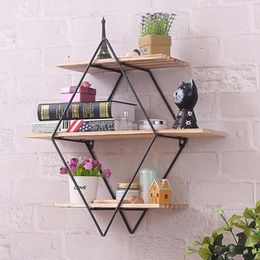 Hooks Metal Display Wood Storage Rack Wall Book Figurine Bonsai Holder Shelf Organiser