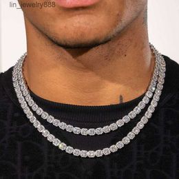 Hip Hop White Gold Micro 10MM Clustered Tennis Chain Necklace for Men Ice Chains Jewelry