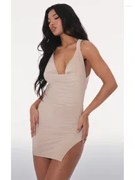 Casual Dresses Summer Fashion Sexy Women's One-piece Dress Low Chest Open Back With Split Short Ins Style