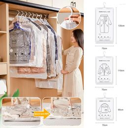 Storage Bags 2024Closet Hanging Organizer Vacuum Bag For Clothes With Hanger Space Saving Clear Seal Wardrobe Compressed