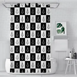 Shower Curtains Checkered Pattern Bathroom Freemason Waterproof Partition Unique Home Decor Accessories