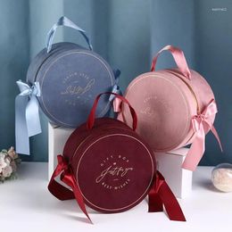 Gift Wrap Box Surprise Flannel Round Wedding Present Wrapping With Cover Ribbon Handle Valentines Day Boxes Small Storage