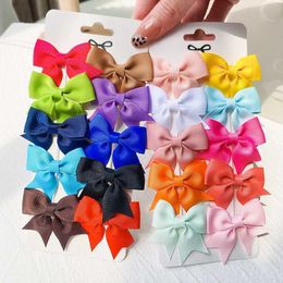 Hair Accessories 10 pieces/set of 1.9-inch solid Colour ribbon bow hair clips suitable for handcrafted childrens baby girls d240513