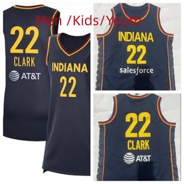 Youth Kids Mens 2024 22 Caitlin Clark Jersey Indiana Nay Blue Fever Jersey Red Iowa Hawkeyes Jerseys NCAA Shirts New Stitched