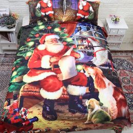 Bedding Sets 2024 Santa Clause Pattern Set Children's Bedclothes Merry Christmas Soft 3D Printing Home Kids Duvet Cover US Twin