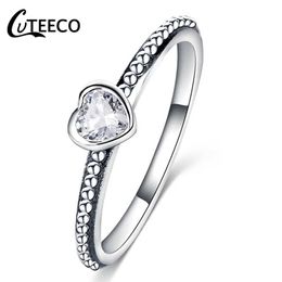 Wedding Rings CUTEECO Fashion Jewelry Silver Color Forever Love Engagement Ring for Women Fit Original Brand Valentines Day Gift Q240511