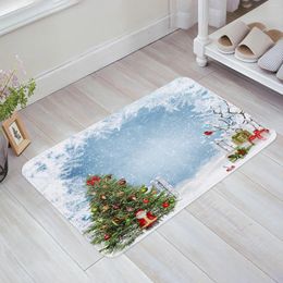 Carpets Christmas Tree Gifts Santa Claus Bells Snowflakes Kitchen Doormat Bedroom Bath Floor Carpet House Door Mat Area Rugs Home Decor