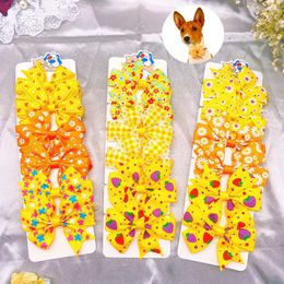 Dog Apparel Yellow Series Pet Bow Bowknot Flower Pattern Grooming Adjustable Collar For Small Neckties Accessories