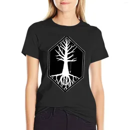 Women's Polos Up Is Down Inverted - Geometric Frame Silhouette Tree With Dotwork Moon Underneath T-shirt