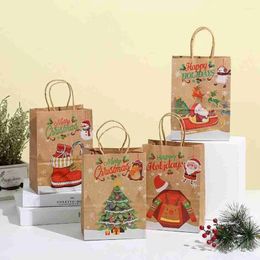 Gift Wrap 10pcs Kraft Paper Bag Snowflakes Merry Christmas Decoration Candy Cookie Packaging Boxes Year Party Kids Favours DIY