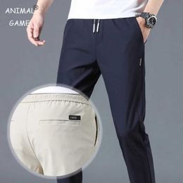 Men's Pants New Mens Casual Pants Thin Pant Straight Summer Quick Dry Trousers Male Fashion Stretch Khaki Jogging Lightweight Pants Y240513