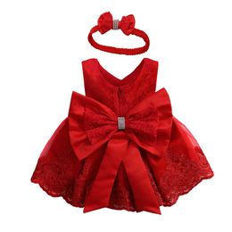 Clothing Sets Baby Clothing Baby Princess Girl Dress Christmas Lace Wedding Party Childrens Formal Dress Headband Summer Childrens ClothingL240513