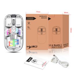 Dual-mode wireless mouse 2.4G/Bluetooth 5.0 rechargeable transparent mouse magnetic design RGB