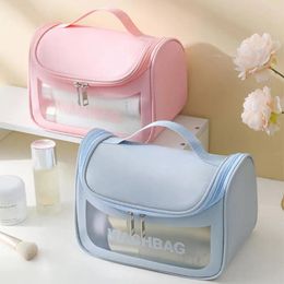 Storage Bags Practical Cosmetic Bag PVC Case Portable Strong Load Bearing Reinforced Handle Travel