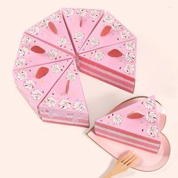Gift Wrap Triangular Cake Shape Birthday Party Creative Box Spot Pink Cute Wedding Candy Table