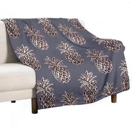 Blankets Rose Gold Sparkle Pineapple On Grey Throw Blanket Plaid The Sofa Soft
