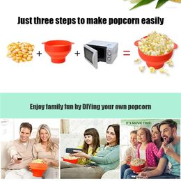 Bowls Silicone DIY Microwave Popcorn Bowl Bucket Red Maker With Lid Chips Fruit Dish High Quality Kitchen Easy Tools