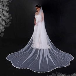 Wedding Hair Jewellery Long Bridal Veils with Comb 1 Tier Wedding Veil Scalloped Edge Lace Trim Cathedral Length Wedding Accessories for Bride V142