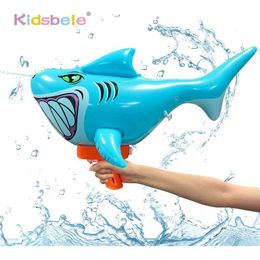 Gun Toys Sand Play Water Fun SharkWater Childrens Spray Gun Super Spray Soap Summer Handheld Large Capacity Long Distance Press Inflatable Water ToyL2405