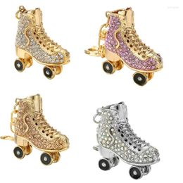 Decorative Figurines Ice Skates Keychain Sparkling Crystal For Rhinestone Keyrings Car Bag Penda