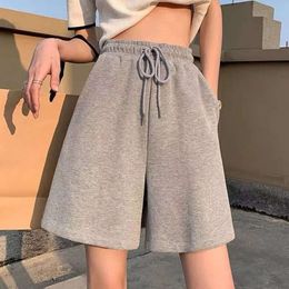 Split pants for women's cotton sports shorts, summer bf loose, high waisted, 2024 new running wide leg trend F51324