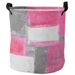 Laundry Bags Oil Painting Abstract Texture Pink Foldable Basket Large Capacity Waterproof Storage Organiser Kid Toy Bag