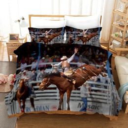 Bedding Sets 3D Printed Design West Cowboy Horse Pattern Cover Set Quilt Duvet Pillowcases Bed Linens 2-3PCS