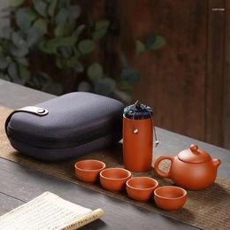 Teaware Sets Fashion 6Pcs /Set Portable Ceramic Travel Tea Set Pot Chinese Kung FuTea With Gift Bag TS03