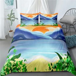 Bedding Sets Sun Mountain Landscape Set Bedroom Decor Duvet Covers Comforter Cover 2/3 Pieces Bedspread With Pillowcases No