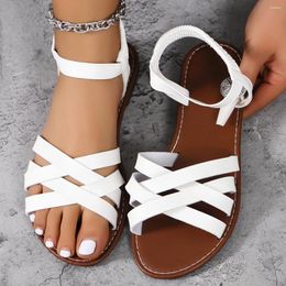 Sandals Shoes For Women Slippers 2024 Summer Flat Bottom Roman Strap Non Slip Rubber Soles Fashion Ladies Daily Sandalias