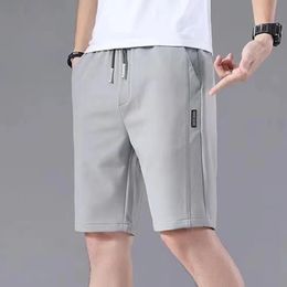 Mens Sports Shorts Solid Colour Straight Pattern Loose Type Summer Elastic Waist Drawstring Casual Shorts Jogging Pants For Male 240513