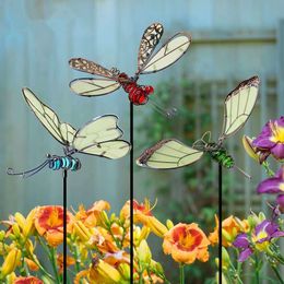 Juegoal 20 Inch Butterfly Garden Stakes Decor, Dragoy Stakes, Hummingbird Glow in Dark Metal Yard Art for Mom, Mothers Day Ideal Gifts, Indoor Outdoor Lawn