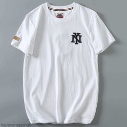 Summer Pure Cotton T-Shirt Short NY Trendy Brand Embroidered Round Neck Solid Color Half Sleeved T-Shirt Top Mens Shirt