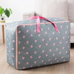 Storage Bags Handle Quilt Organizer Portable Clothes Bag Printed Stroage For Closet Folding Househould Item