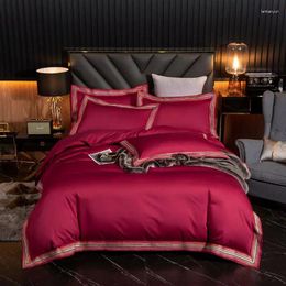 Bedding Sets 31 1000TC High-end Egyptian Cotton Set El Pure Color Delicate Lace Bed Duvet Cover Sheet Fit