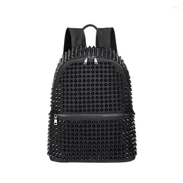 Backpack Fashion Female Women Backpacks Rivet Black Soft Washed Leather Bag Schoolbags For Girls Punk School Teenager