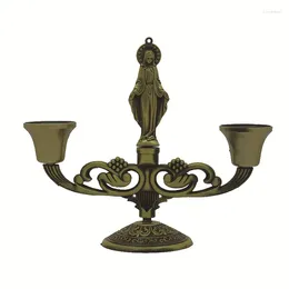 Candle Holders Vintage Bronze Metal Christian Maria Candlestick Catholic Home Decoration Religious Gifts