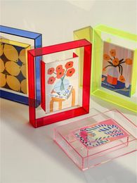 Frames 5Inch Colourful Acrylic Po Frame Box DIY Poster Mounting Display Stand Table Ornaments Creative Picture Message Board Holders