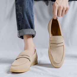 Casual Shoes Suede Loafer Men Slip On Driving Moccasins Mens Comfortable Genuine Leather For Outdoor Fashion Man