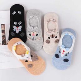 Kids Socks 5 pairs/batch of womens socks womens cotton without display ankle socks animal cartoon 3D socks cute and cute student girl socks d240513