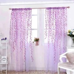 Curtain Sheer French Window Pastoral Style Printed Curtains Screen For Living Room Bedroom Home Decoration