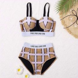 Designer Hot Sell Bikini Woman Sense Beach Swim Wear Summer Suit Sexy Sling Strap Bur Design Pattern Plaid Swimsuit High Quality Womens ggitys KL0V