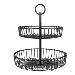 Plates Fruit Basket 2 Tier Baskets For Kitchen Fruits Bowl Storage Banana Holder Metal Vegetable Hanging