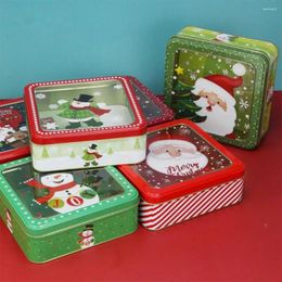 Gift Wrap Santa Claus Pattern Christmas Box With Transparent Lid Tinplate Year Party Supplies