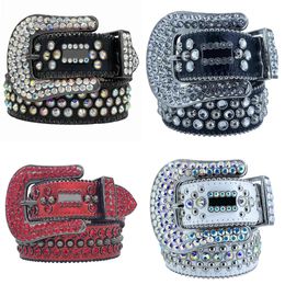 Designer Men Women Bb Simon Belt Luxury Needle Buckle diamond belt Rhinestones Multicolor Retro Needle Buckle